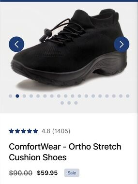 ComfortWear Ortho Stretch Cushion Shoes - Black